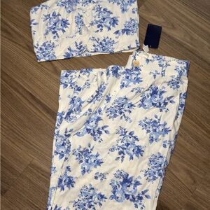 Floral Blue and White Two-Piece Set